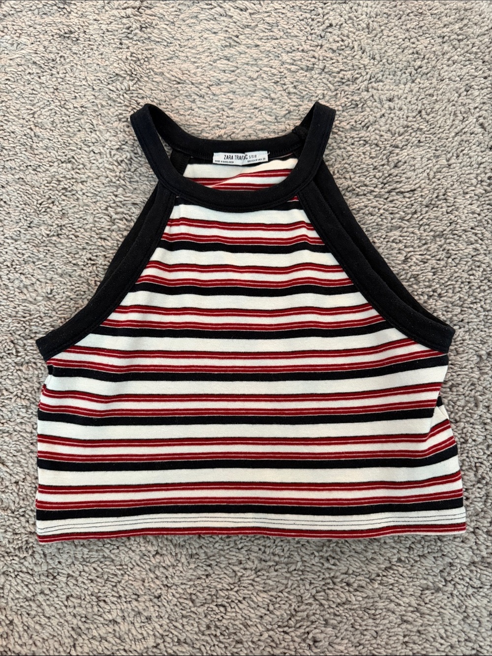 Zara Red white & navy blue Striped Racerback Crop Top - USA